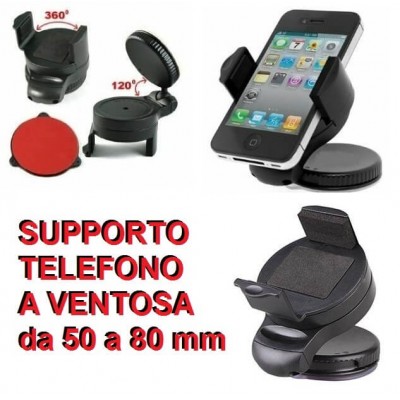 Supporto universale da auto richiudibile a ventosa per cellulari smartphone iphone