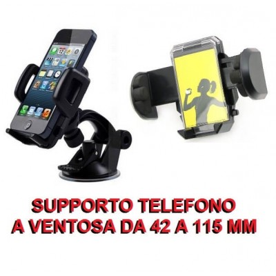 Supporto universale da auto da 42 a 115 mm a ventosa per cellulari smartphone iphone