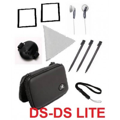 Kit Nintendo DS Lite 10 in 1 con custodia pellicole cuffie pellicole e pennino