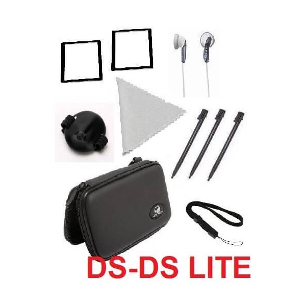 Kit Nintendo DS Lite 10 in 1 con custodia pellicole cuffie pellicole e pennino