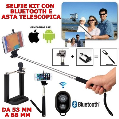 Asta telescopica fotocamera Selfie per foto con telecomando bluetooth per Android Apple