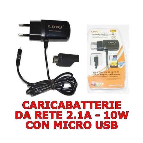 Caricabatterie da rete 2.1A 10W per cellulari Samsung Nokia HTC con micro USB