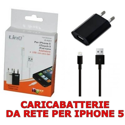 Iphone 5 caricabatterie da rete elettrica 1 A con cavo lightning  USB di 1 metro