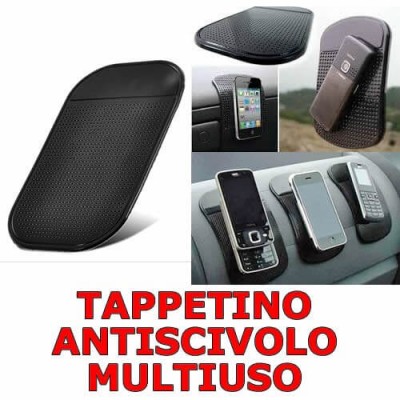 Tappetino adesivo antiscivolo nero in silicone per cellulari e altro