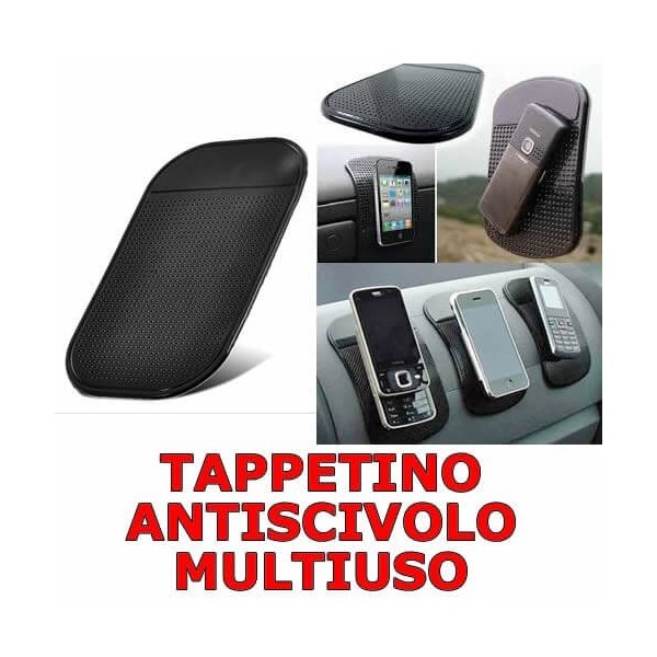 Tappetino adesivo antiscivolo nero in silicone per cellulari e altro