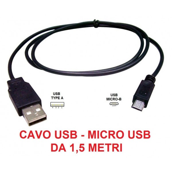 Cavo dati da Micro USB a USB nero 1 metro per smartphone Samsung HTC Nokia cellulari