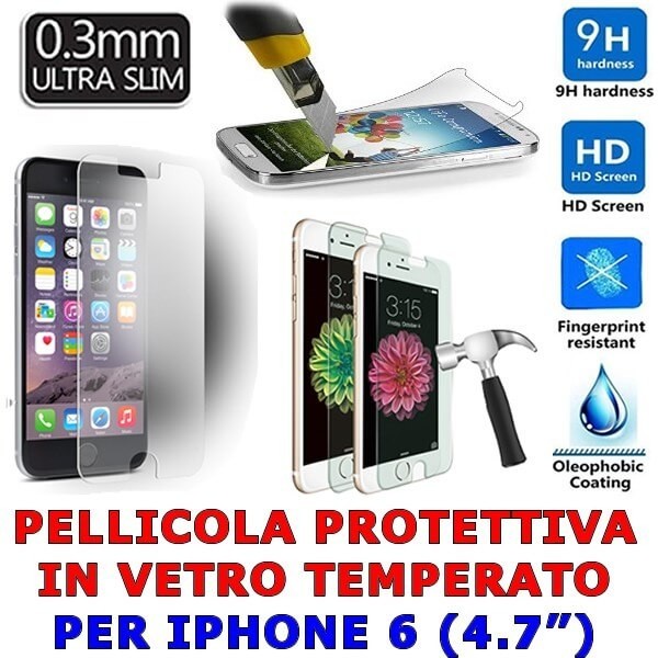 iPhone 6 Pellicola protettiva in vetro temperato antigraffio trasparente 0.3 mm