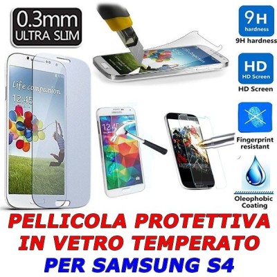Samsung S4 Pellicola protettiva in vetro temperato antigraffio trasparente 0.3 mm