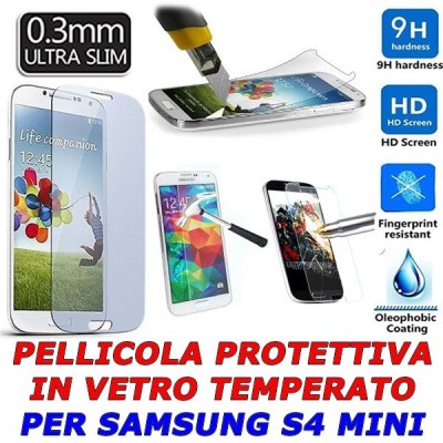Samsung S4 Mini Pellicola protettiva in vetro temperato antigraffio trasparente 0.3 mm