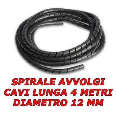 Mini spirale avvolgi copri mangia cavi colore nero lungo 4 metri da 12 mm diametro