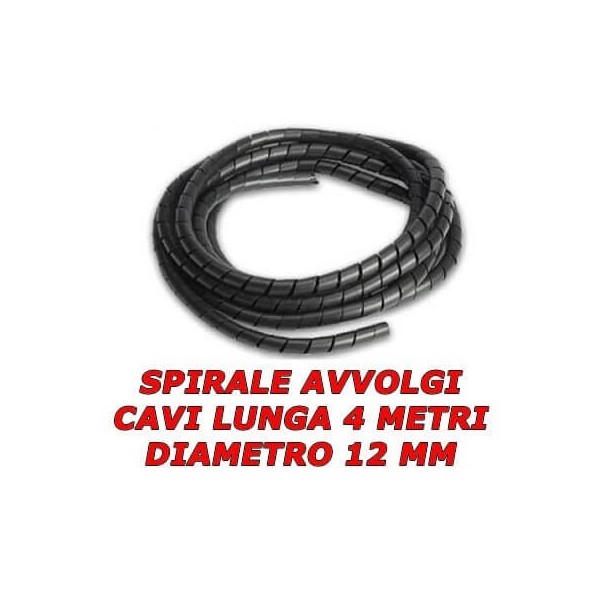 Mini spirale avvolgi copri mangia cavi colore nero lungo 4 metri da 12 mm diametro