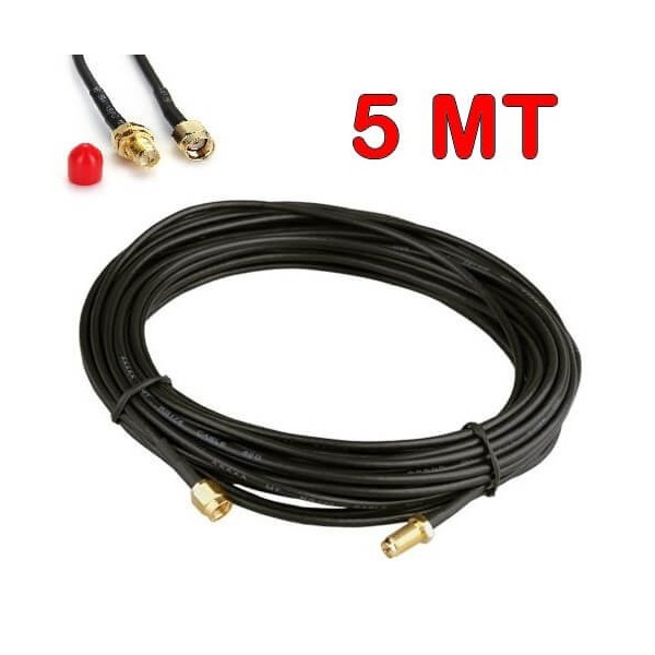 Cavo prolunga 5 metri per antenna Wi-FI tipo RP-SMA per router wifi